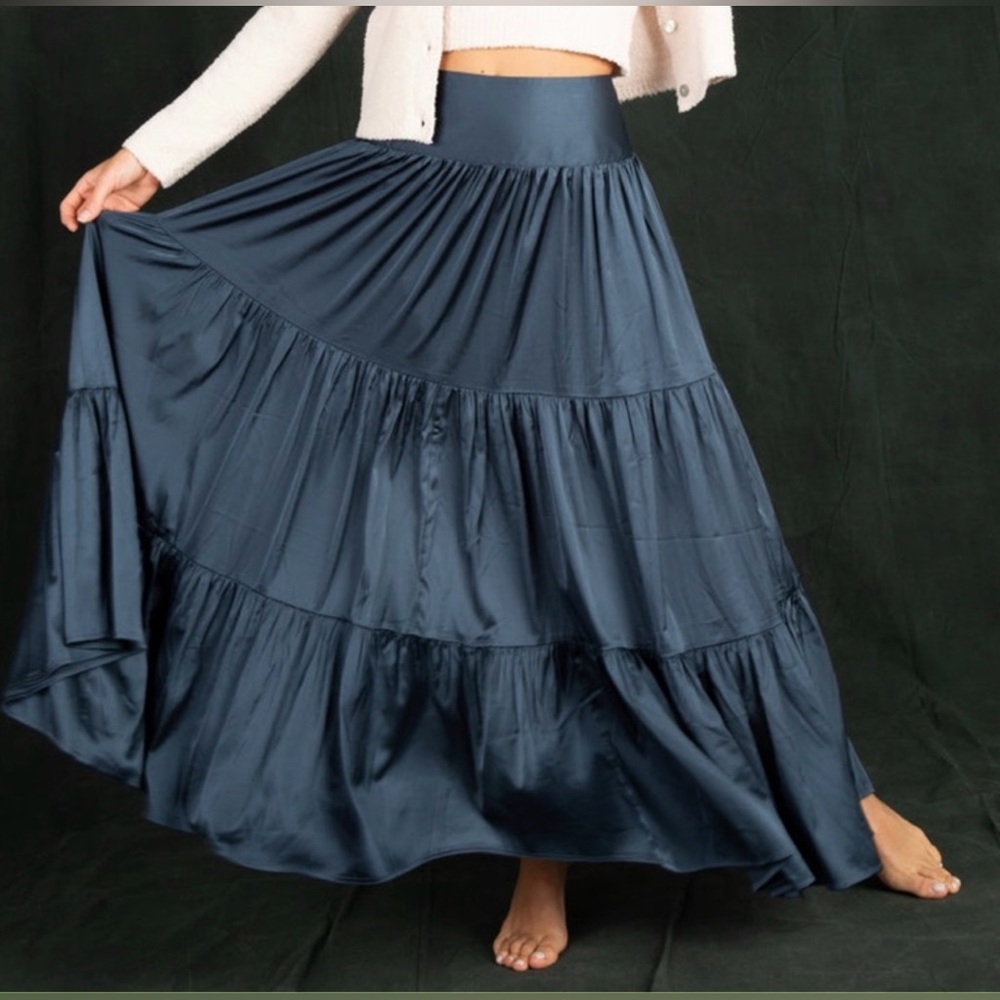Elegant Navy Blue Maxi Skirt